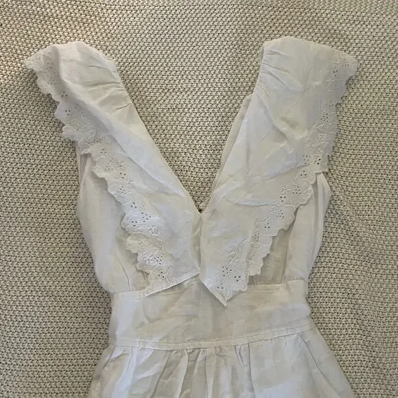 NEW La Vie Rebecca Taylor White Linen Short‎ Playsuit Romper